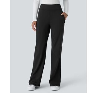 HALARA Flex Day Stretch Mid Rise Side Zipper Black Work Trouser Pant Women's M